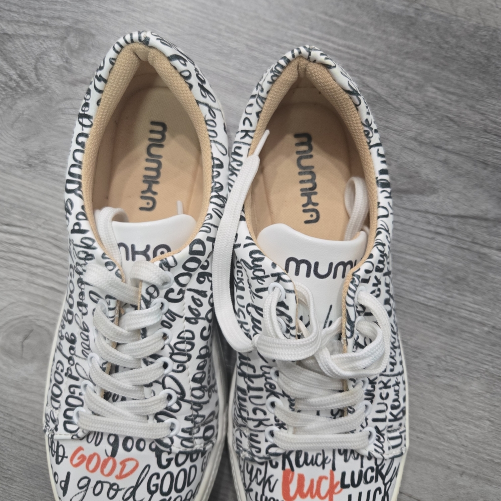 White and Black Graphic Sneakers - Picture 4 of 5